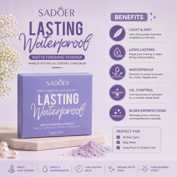 powder 4 Sadoer Waterproof Matte Finishing Powder – 15g